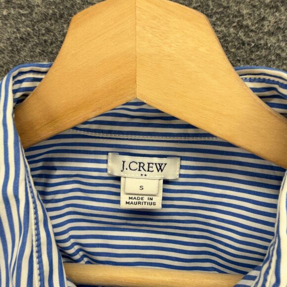 J. Crew Shirt Women S Small Blue Striped Button Up Collared Long Sleeve Cotton - Picture 3 of 7